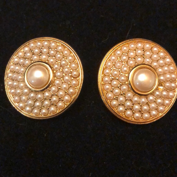 Givenchy Jewelry - Givenchy Gold Tone & Pearls Clip On Earrings